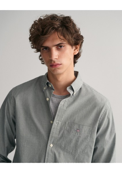 Erkek Yeşil Regular Fit Düğmeli Yaka Kareli Gömlek 3230182.338 fırsatları