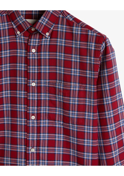 Erkek Bordo Regular Fit Düğmeli Yaka Kareli Gömlek 3230177.617 fiyatları