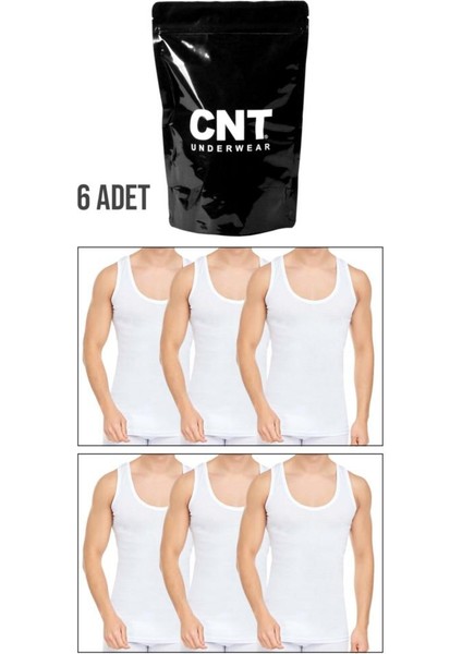 Cennetoğlu 6 Adet Pamuk Hijyenik Paketinde Beyaz Erkek Penye Atlet Ekonomik Paket