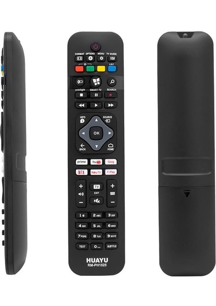 Kl RM-PH1525 Phılıps Netflıx- Youtube- Prıme Vıdeo Tuşlu Unıversal Lcd-Led Tv Kumanda Siyah - Beyaz