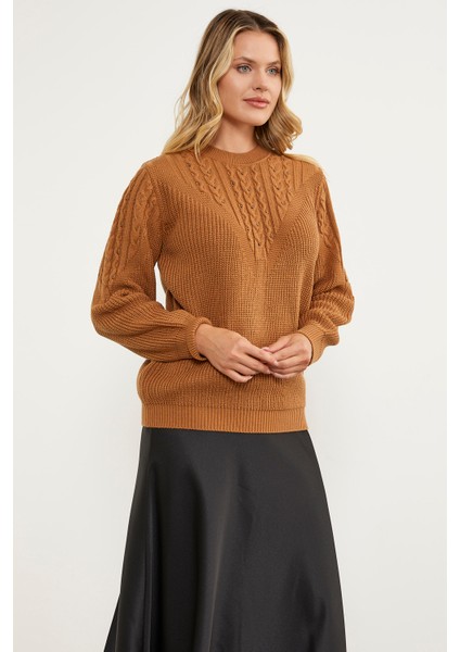 Inci Detaylı Dik Yaka Triko Kazak - Kamel fiyatları