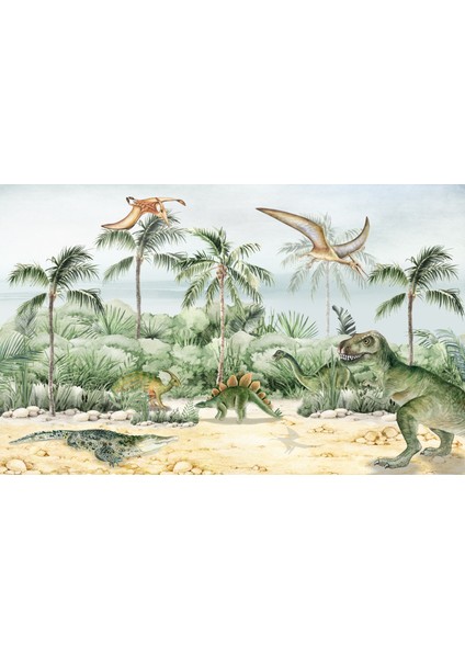 Dinozorlu Duvar Kağıdı, Eğitici Tasarım Çocuk Odası Duvar Resmi modelleri