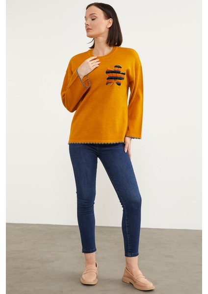 Yaprak Motifli Bohem Triko Kazak - Güneş fiyatları