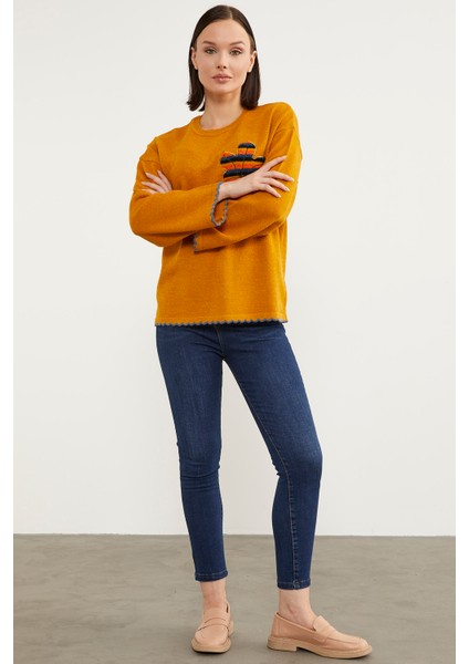 Yaprak Motifli Bohem Triko Kazak - Güneş modelleri