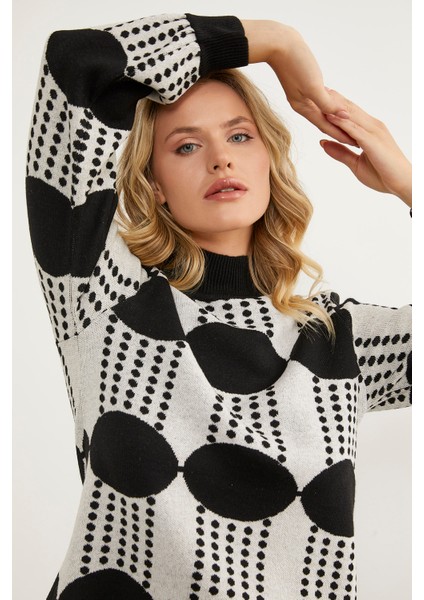 Yarım Balıkçı Çift Renk Triko Kazak - Siyah fiyatları