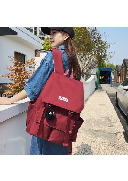 Japon Sırt Çantası Erkek Moda Trendi Büyük Kapasiteli Sırt Çantası Rahat Basit Düz Renk Naylon Sırt Çantası (Yurt Dışından) modelleri