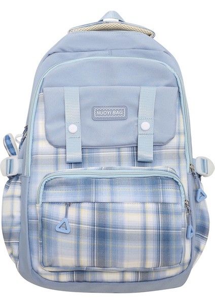 Yeni Büyük Kapasiteli Trendy ve Şık Damalı Ortaokul Üniversite Öğrenci Sırt Çantası (Yurt Dışından)