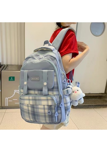 Yeni Büyük Kapasiteli Trendy ve Şık Damalı Ortaokul Üniversite Öğrenci Sırt Çantası (Yurt Dışından) fırsatları