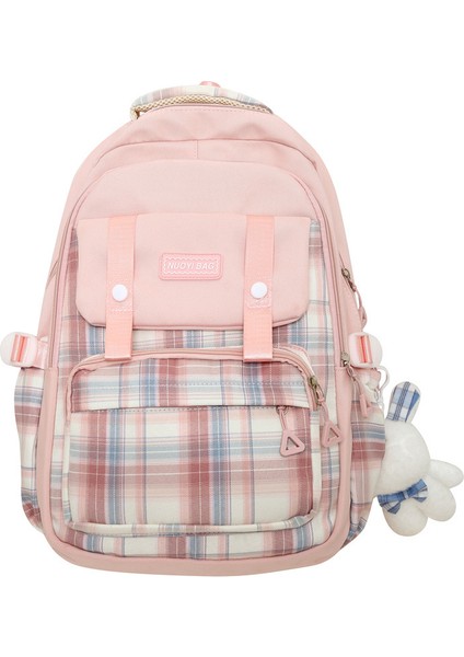 Yeni Büyük Kapasiteli Trendy ve Şık Damalı Ortaokul Üniversite Öğrenci Sırt Çantası (Yurt Dışından)