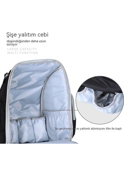 Su Geçirmez Naylon Anne Çantası Çok Fonksiyonlu Büyük Kapasiteli Çift Omuzlu Anne Çantası Anne ve Bebek Sırt Çantası (Yurt Dışından) modelleri