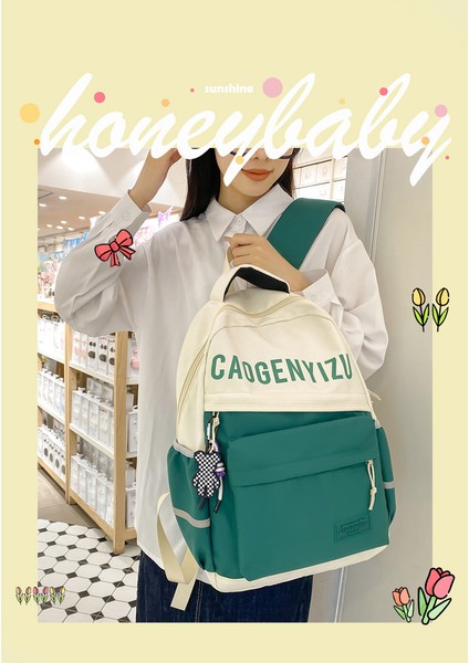 Yeni Kişiselleştirilmiş Mektup Trend Sırt Çantası Büyük Kapasiteli Naylon Ortaokul Öğrenci Çantası Kadınlar Için Rahat Hafif Basit Sırt Çantası (Yurt Dışından) indirimleri