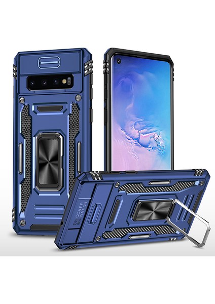 Samsung Galaxy S10 Kamera Kapaklı Darbeye Dayanıklı Telefon Kılıfı (Yurt Dışından)