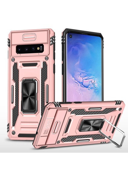 Samsung Galaxy S10 Kamera Kapaklı Darbeye Dayanıklı Telefon Kılıfı (Yurt Dışından)