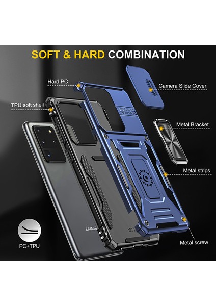 Samsung Galaxy S20 Ultra Kamera Kapaklı Darbeye Dayanıklı Telefon Kılıfı (Yurt Dışından)
