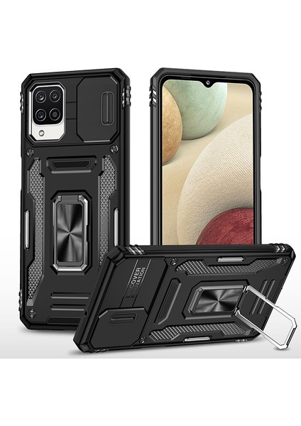 Samsung Galaxy A12 Kamera Kapaklı Darbeye Dayanıklı Telefon Kılıfı (Yurt Dışından)