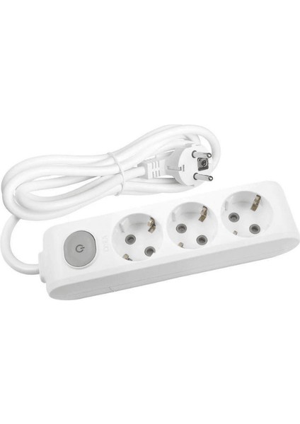Multi Let (3'lü) Üçlü Priz Topraklı Anahtarlı Kablolu 1 (Bir) Metre (4 Adet)