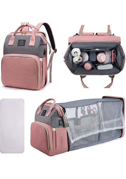 Çok Fonksiyonel Diaper Bag Backpack Waterproof Mommy Bag Nappy Bag Maternity Backpack For Baby With Insulated Pockets Diaper Pad Toys Burp Cloth USB Port (Yurt Dışından)