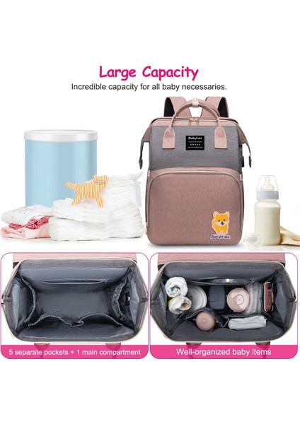 Çok Fonksiyonel Diaper Bag Backpack Waterproof Mommy Bag Nappy Bag Maternity Backpack For Baby With Insulated Pockets Diaper Pad Toys Burp Cloth USB Port (Yurt Dışından) fiyatları