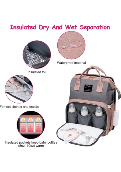 Çok Fonksiyonel Diaper Bag Backpack Waterproof Mommy Bag Nappy Bag Maternity Backpack For Baby With Insulated Pockets Diaper Pad Toys Burp Cloth USB Port (Yurt Dışından) modelleri