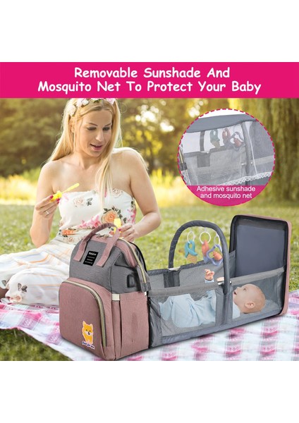 Çok Fonksiyonel Diaper Bag Backpack Waterproof Mommy Bag Nappy Bag Maternity Backpack For Baby With Insulated Pockets Diaper Pad Toys Burp Cloth USB Port (Yurt Dışından) indirimleri