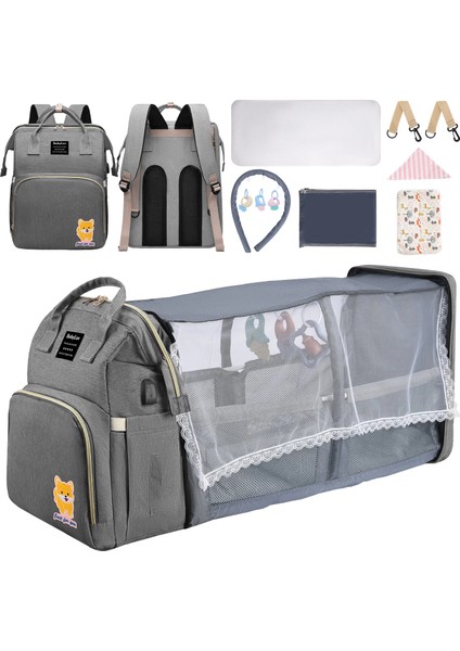 Çok Fonksiyonel Diaper Bag Backpack Waterproof Mommy Bag Nappy Bag Maternity Backpack For Baby With Insulated Pockets Diaper Pad Toys Burp Cloth USB Port (Yurt Dışından)