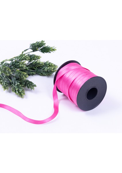 Fuşya saten kurdele, 10 mm 5 metre