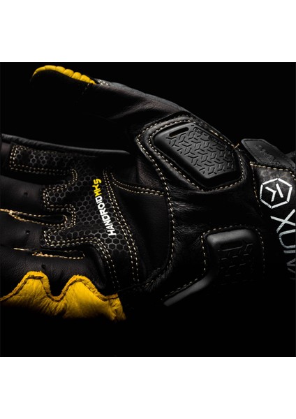 Handroid (Mk5) Korumalı Deri Motosiklet Eldiveni (Siyah / Sarı) fırsatları