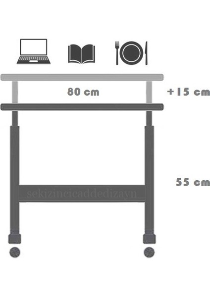 Yükseklik Ayarlı Çalışma Masası Atlantik Çam 80 x 40 cm