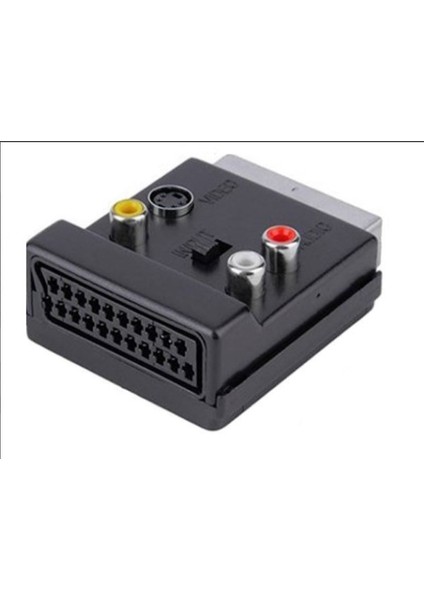 Scart Adaptör Ara Erkek/dişi/üstden Rcalı Swichli 0,2 M Siyah