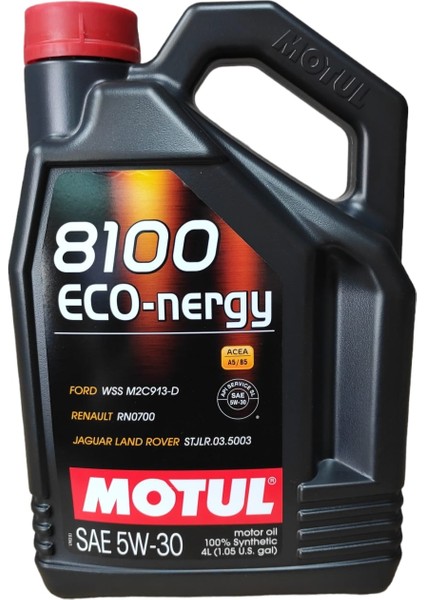 8100 Eco-Nergy 5W30 Motor Yağı 4 Litre (Üretim YILI:2023)