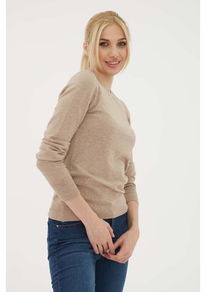 Bisiklet Yaka Slim Fit Ince Triko Kadın Kazak 23K0777K1 modelleri