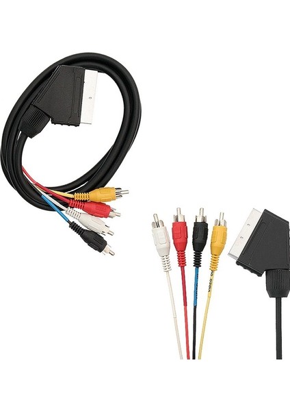 Scart 4 Rca 1.2 Metre 8mm Kablo Powermaster 0,2 M Siyah