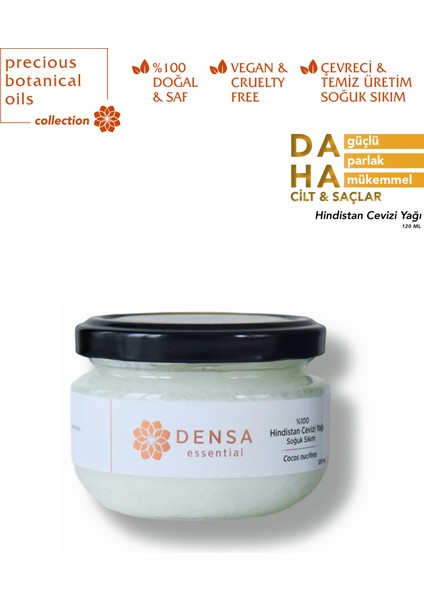 Densa Essential  Hindistan Cevizi Yağı Soğuk Sıkım 120 ml