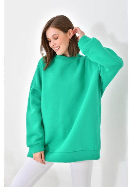 Kadın Oversize 3 İp Şardonlu Sweatshirt Benetton 10001