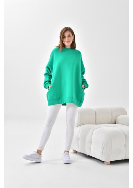 Kadın Oversize 3 İp Şardonlu Sweatshirt Benetton 10001 fiyatları