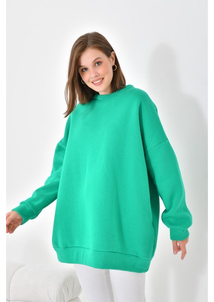 Kadın Oversize 3 İp Şardonlu Sweatshirt Benetton 10001 modelleri