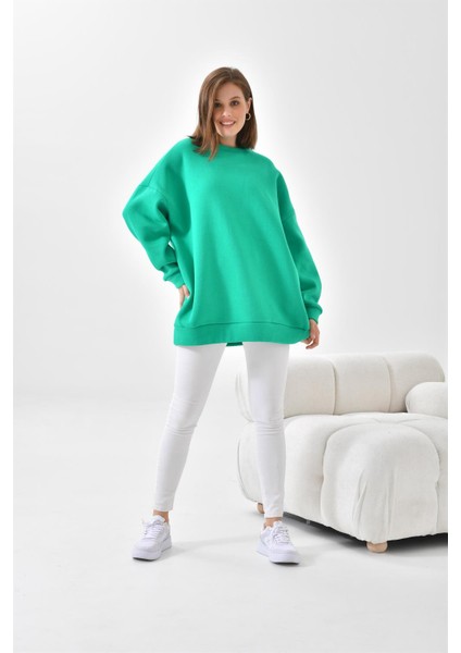 Kadın Oversize 3 İp Şardonlu Sweatshirt Benetton 10001 fırsatları