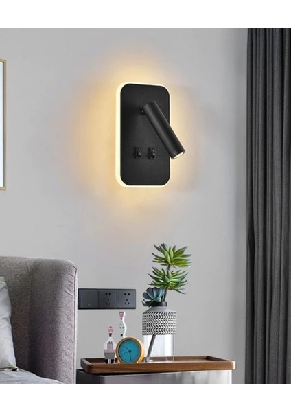 Tuvalu Çift Kademeli Yatak Başı LED Aplik 13 Watt Gün Işığı Okuma Lambası