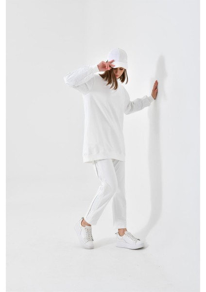 Kadın İki İp Deri Detaylı Takım Ekru 30616 modelleri