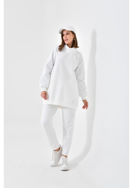 Kadın İki İp Deri Detaylı Takım Ekru 30616 indirimleri