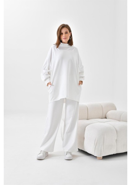 Kadın İki İp Deri Detaylı Takım Ekru 30618 modelleri