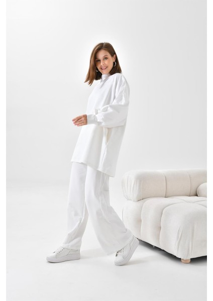 Kadın İki İp Deri Detaylı Takım Ekru 30618 indirimleri