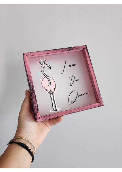 Flamingo Temalı Ahşap Hazneli Pembe Kumbara