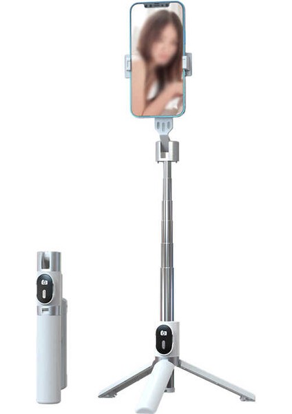 Zore P60 Plus Çok Fonksiyonlu Selfie Çubuğu-Beyaz