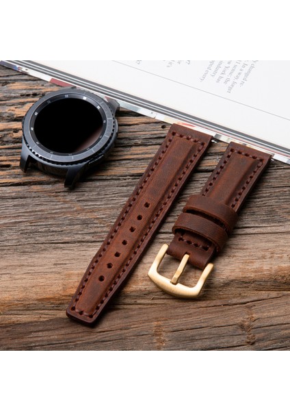 Samsung Galaxy Watch 6 / 5 / 4 Watch 6 Classic 40mm 43mm 44mm 47mm Watch 4 / Watch 5 Pro 40 44 45 Watch 5 40 42 44 46mm 20mm Deri Kordon Kahverengi fiyatları