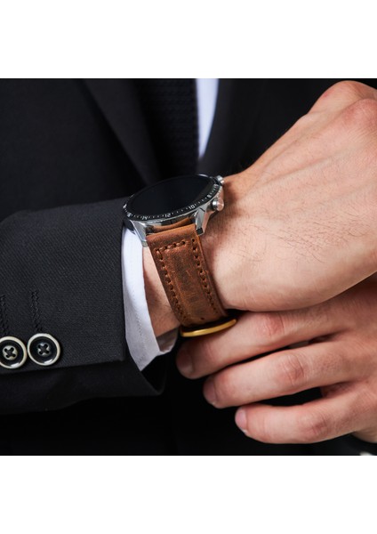 Samsung Galaxy Watch 6 / 5 / 4 Watch 6 Classic 40mm 43mm 44mm 47mm Watch 4 / Watch 5 Pro 40 44 45 Watch 5 40 42 44 46mm 20mm Deri Kordon Kahverengi modelleri