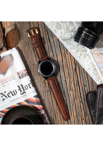 Samsung Galaxy Watch 6 / 5 / 4 Watch 6 Classic 40mm 43mm 44mm 47mm Watch 4 / Watch 5 Pro 40 44 45 Watch 5 40 42 44 46mm 20mm Deri Kordon Kahverengi indirimleri