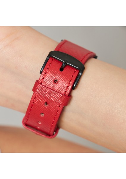 Apple Watch Uyumlu 42mm 44mm 45mm 49mm 1 / 2 / 3 / 4 / 5 / 6 / Se / 7 / 8 / Ultra Deri Kordon Kırmızı