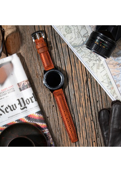 Samsung Galaxy Watch 4 / 5 / 6 44MM / 40MM / Galaxy Watch 5 Pro 45MM / Galaxy Watch 4 44MM / 40MM / Galaxy Watch 4 Classic 46MM / 42MM 47MM Active 2 40MM / 44MM Uyumlu Deri Kordon Kayış Hardal indirimleri