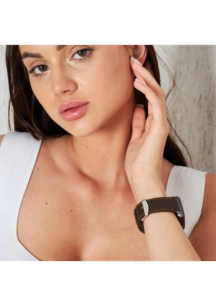 Watch 42MM 44MM 45MM 49MM 3 / 4 / 5 / 6 / se / 7 / 8 / 9 / Ultra / Ultra 2 Deri Kordon Kahverengi Deri Kayış indirimleri